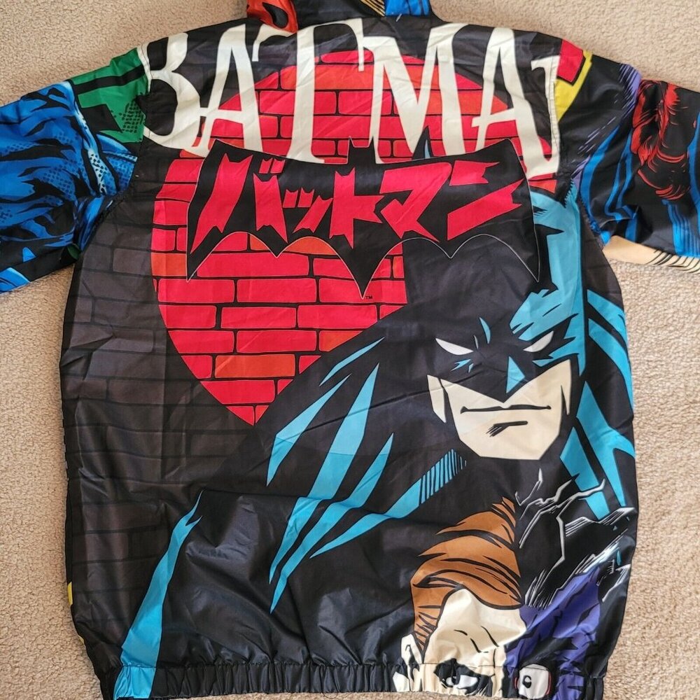 Members Only Batman Men's Windbreaker Sz S Hooded Jacket Graphic Full-Zip NWT - Picture 12 of 16